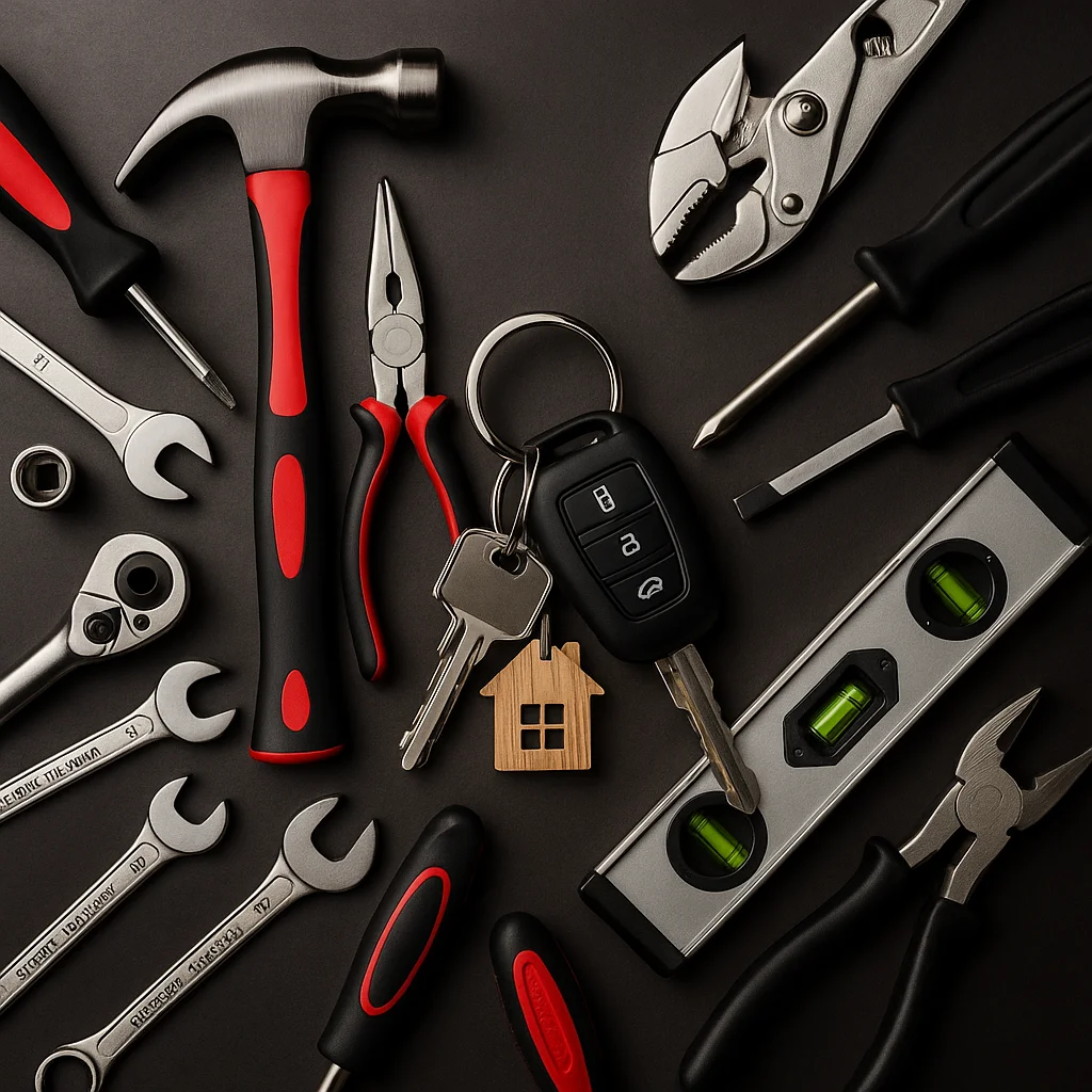 Mazzo di chiavi auto e casa e utensili da lavoro - Duplicazione chiavi e prodotti di ferramenta a Castelvetrano presso ferramenta Procopio